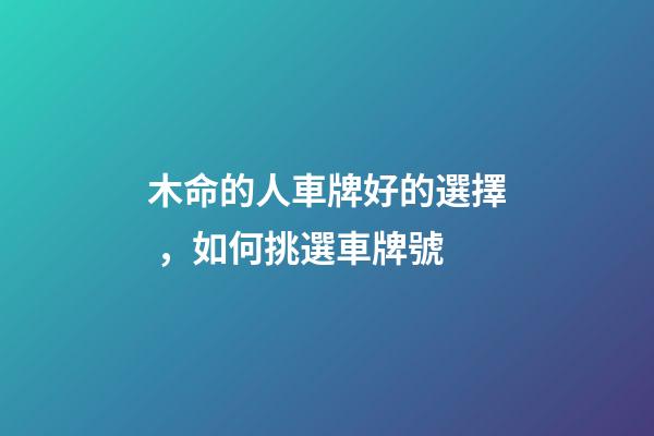 木命的人車牌好的選擇，如何挑選車牌號